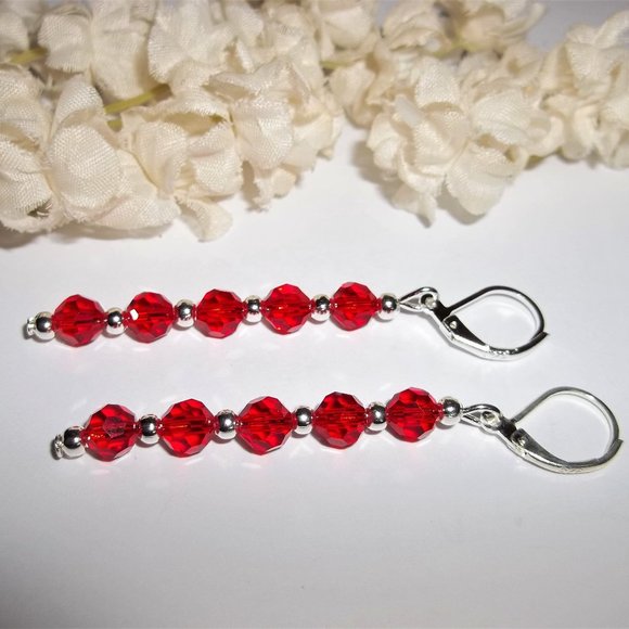 Red Earrings, Long Red Earrings, Earring, Earring Earring Earring Earring A173 - Picture 4 of 8